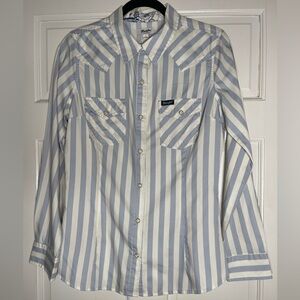Wrangler Blue and White Striped Western Shirt